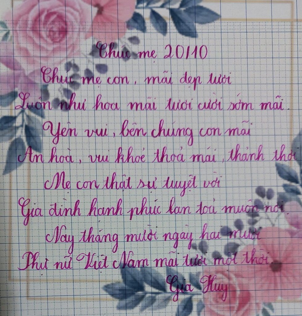 dòng thơ tặng mẹ cộng đồng nuôi dạy con trưởng thành Gia Huy